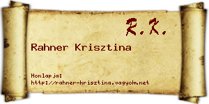 Rahner Krisztina névjegykártya
